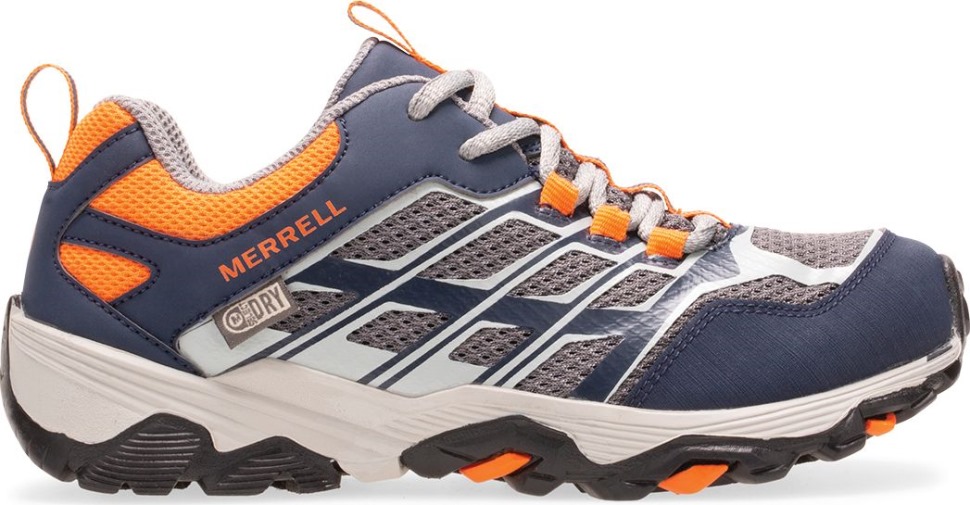 Veľký Detský Moab Fst Nízke Nepremokavé Topánky Merrell Námornícka šedá Oranžová